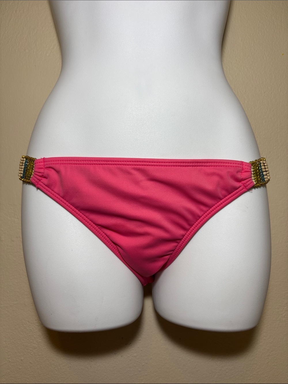 Raisins Hot Pink Bikini Bottom with Beaded Side Embellishments